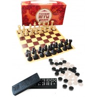 Набор "Русские игры" ( шахматы, шашки, домино) 03-004