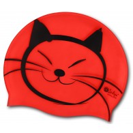 Шапочка для плавания силиконовая INDIGO детская Котик SCCT507 Красный