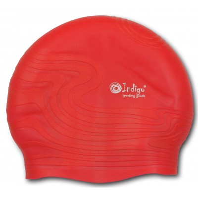 Шапочка для плавания силиконовая INDIGO детская Волна SC307 Красный