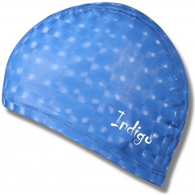 Шапочка для плавания ткань прорезиненная с эффектом 3D INDIGO IN047 Синий