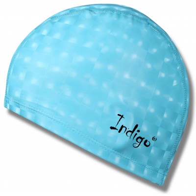 Шапочка для плавания ткань прорезиненная с эффектом 3D INDIGO IN047 Голубой