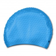 Шапочка для плавания силиконовая длинные волосы рифленная INDIGO 708 SC Голубой