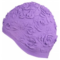 Шапочка для плавания INDIGO женская объемный рисунок Розы IN083 Фиолетовый