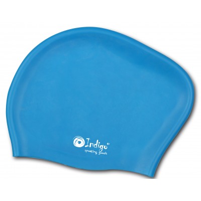 Шапочка для плавания силиконовая длинные волосы INDIGO 808 SC Голубой